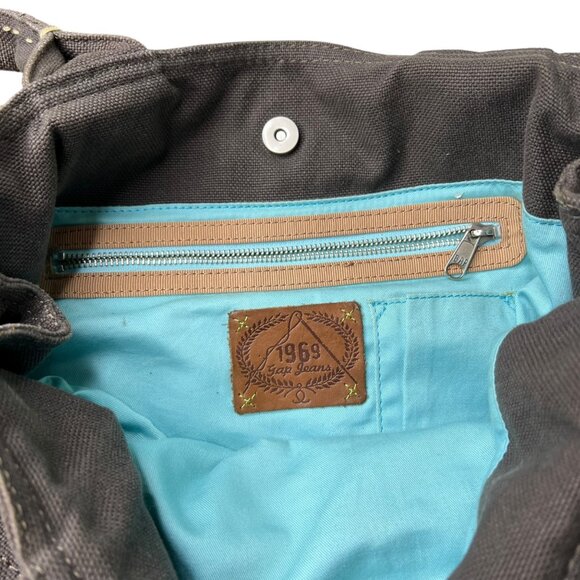 Vintage Y2K Gap Canvas Slouchy Tote Bag Brown Indie - Picture 6 of 10